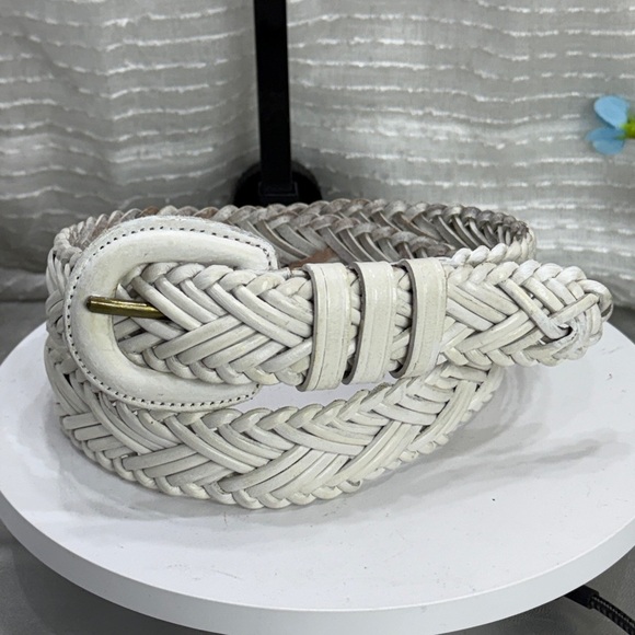 (H) Vintage woven leather belt, women's size L - Picture 1 of 11